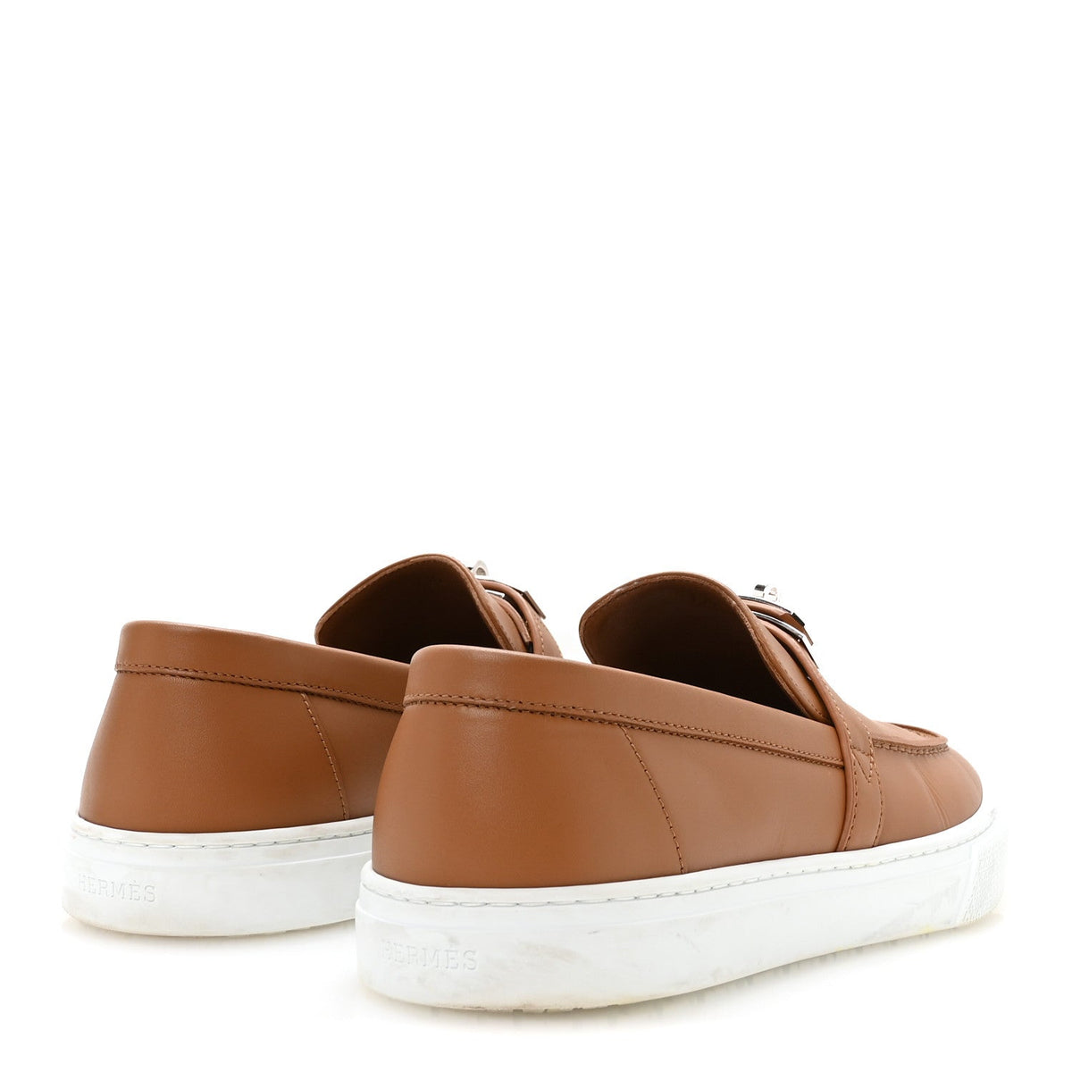 Hermès Epsom Calfskin Men's Game Slip On Fringe Sneakers 42.5 Naturel