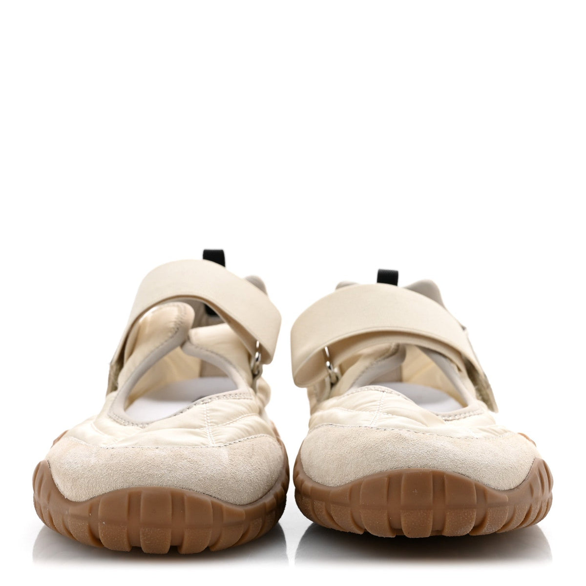 Miu Miu Technical Fabric Suede Women's Tyre Ballerina Flats 36.5 Ivory