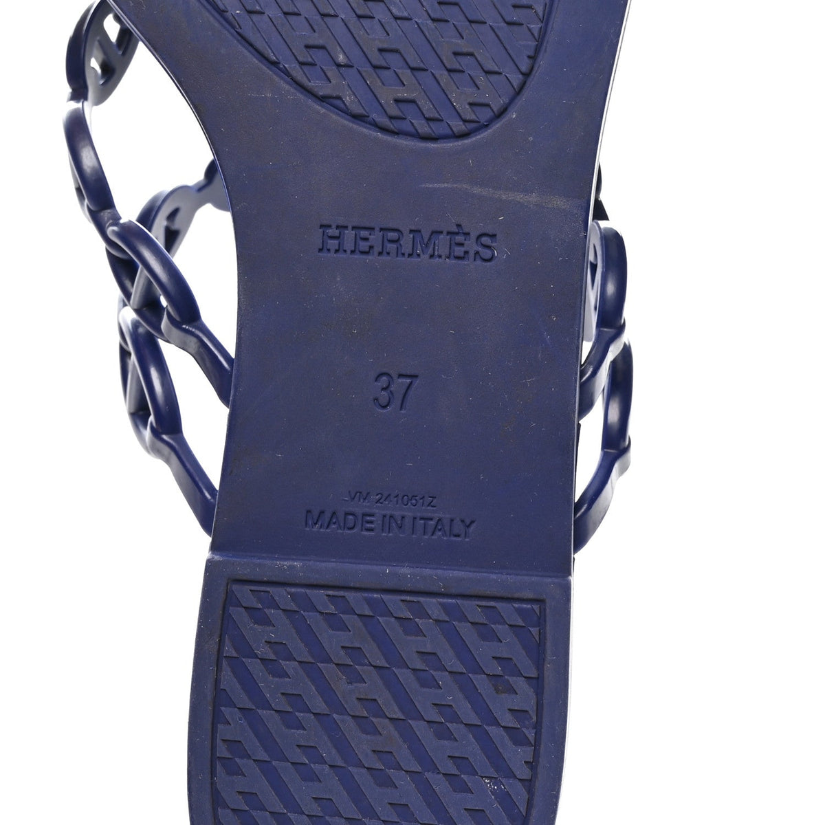 Hermes Rubber Women's Chaine d'Ancre Island Sandals 37 Bleu Smalt