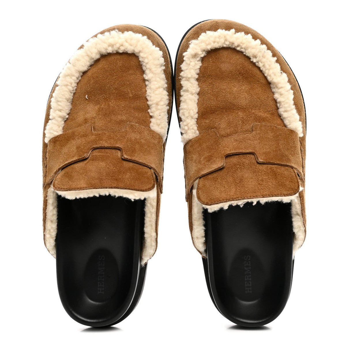 Hermes Suede Goatskin Shearling Go Women's Mules