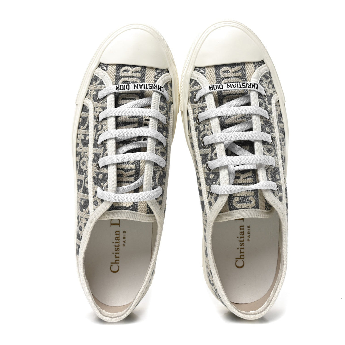 Christian Dior Oblique Raffia Effect Women's Walk'N'Dior Low Top Sneakers 37 Blue