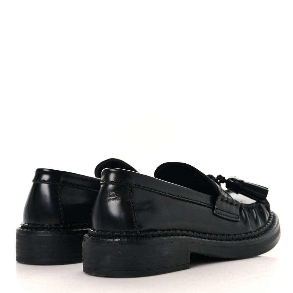 Miu Miu Spazzolato Calfskin Women's Tassel Loafers 36.5 Black