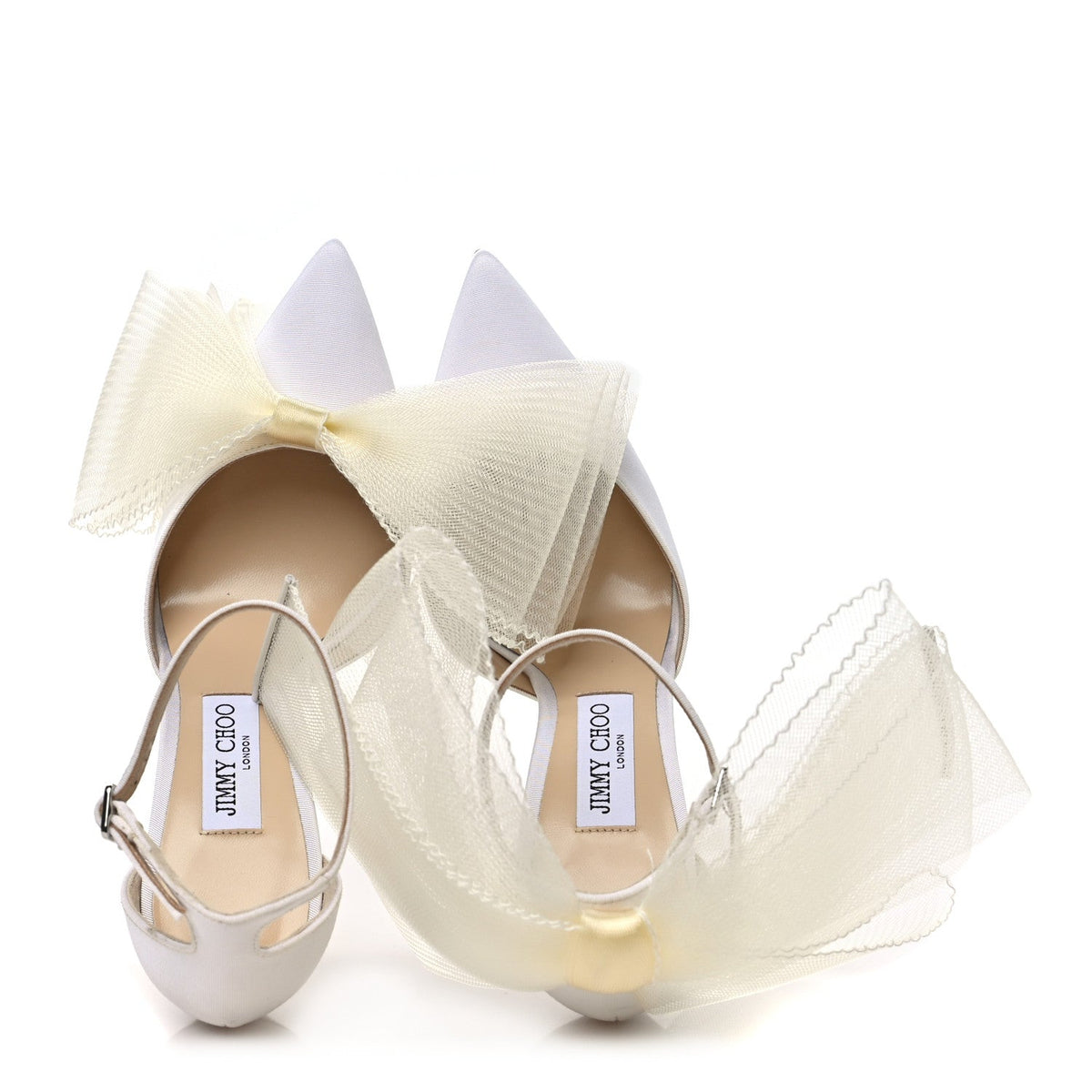 Jimmy Choo Satin Women's Averly Bow 100 Pumps 39.5 Latte