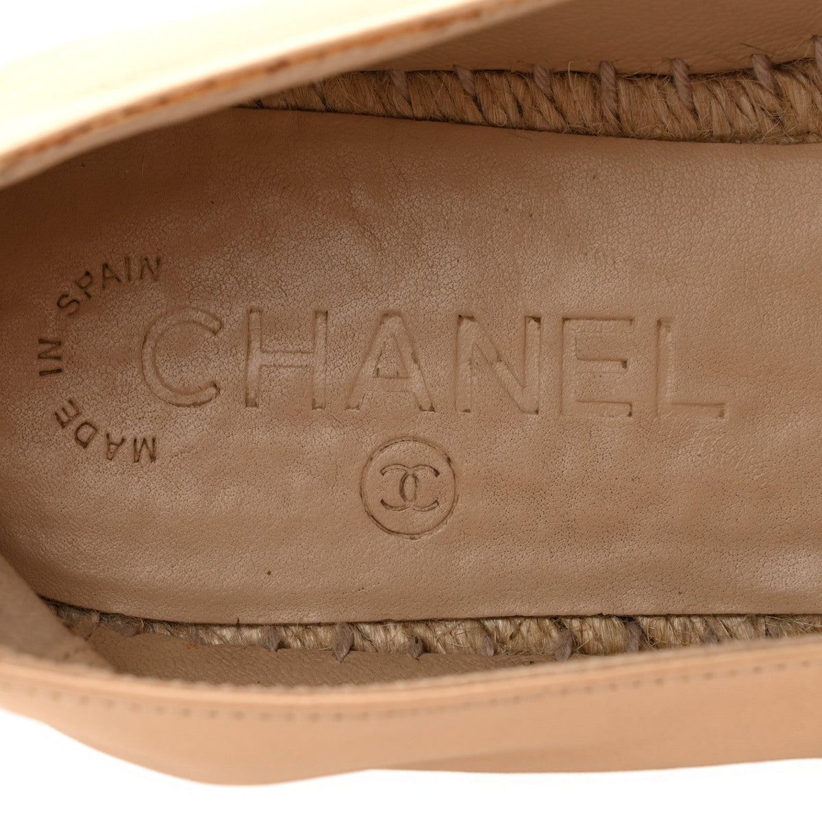 Chanel Lambskin Women's CC Espadrilles 37 Beige Black