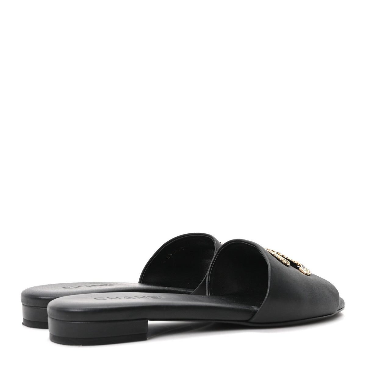 Chanel Lambskin Enamel CC Women's Mules 39.5 Black