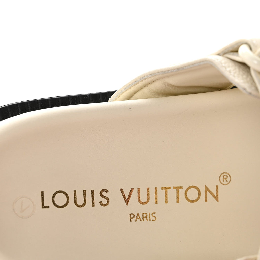 Louis Vuitton Grained Calfskin Women's Sunset Comfort Flat Sandals 36 Light Beige