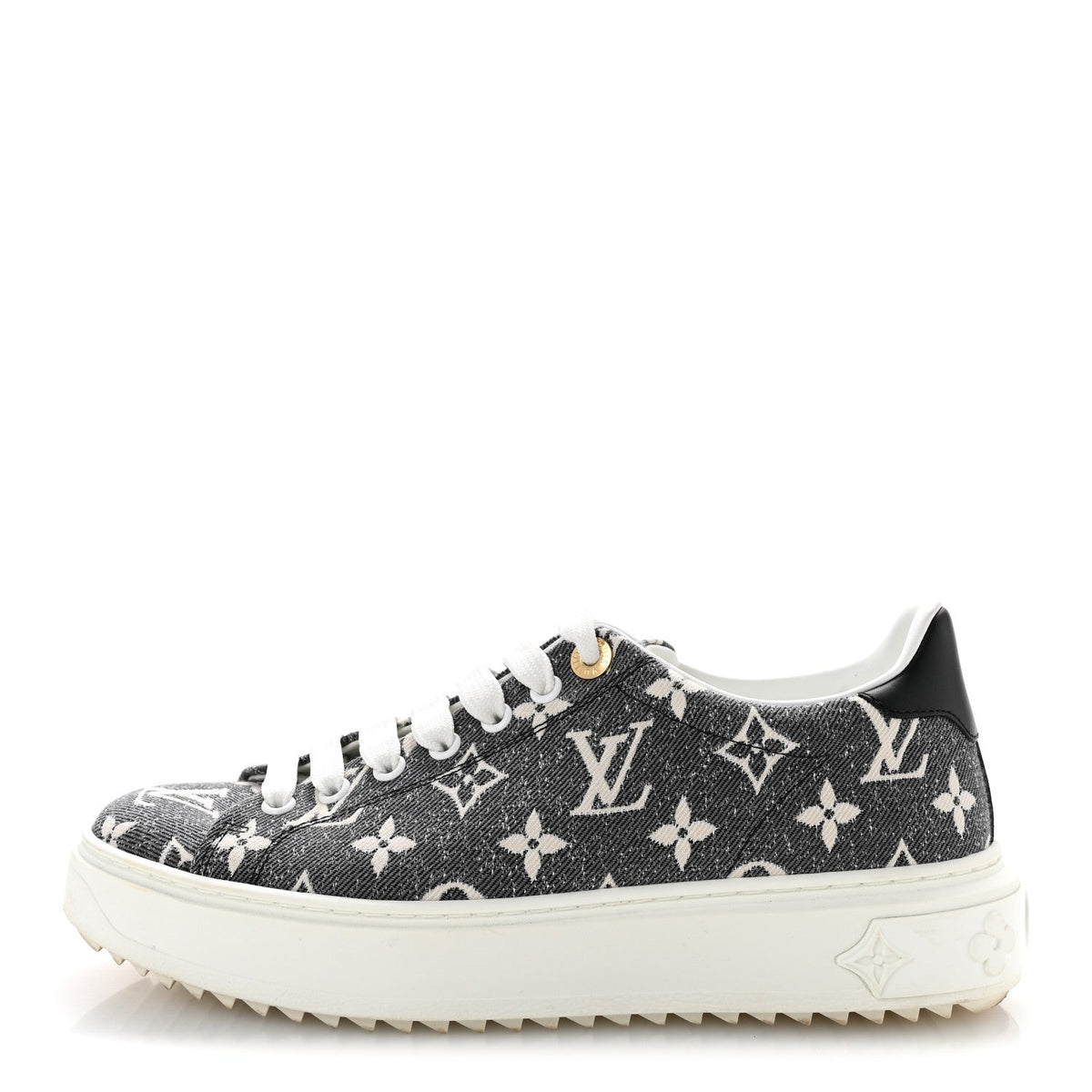 Louis Vuitton Denim Monogram Women's Time Out Sneakers 38 Dark Blue
