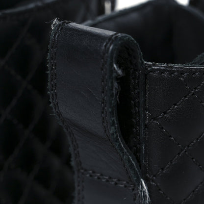 Chanel Calfskin Women's Quilted Lace Up Combat Boots 39 Black