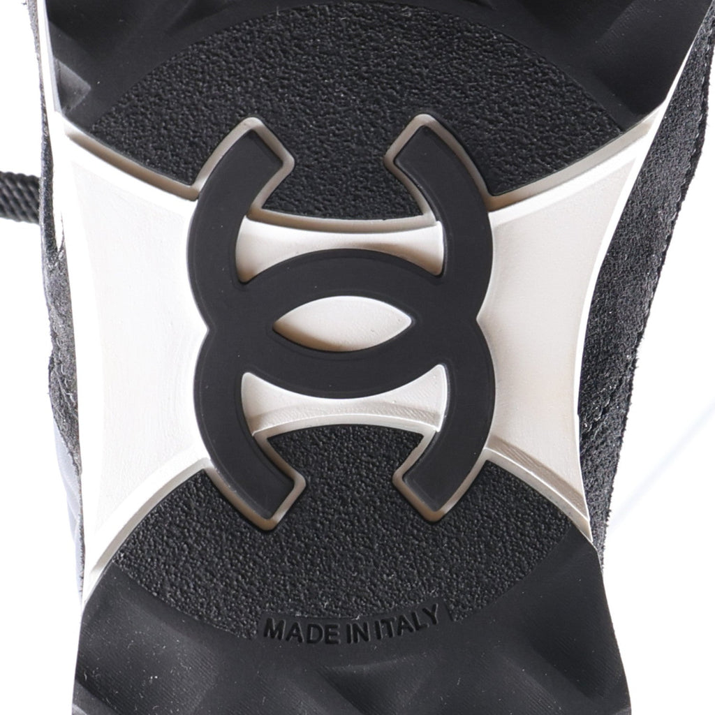 Chanel Suede Calfskin Quilted Women's Sneakers 36.5 Black