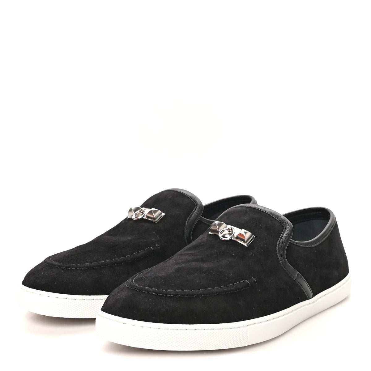 Hermes Suede Goatskin Nappa Women's Jour Loafers 38 Black