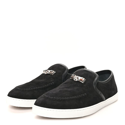 Hermes Suede Goatskin Nappa Women's Jour Loafers 38 Black