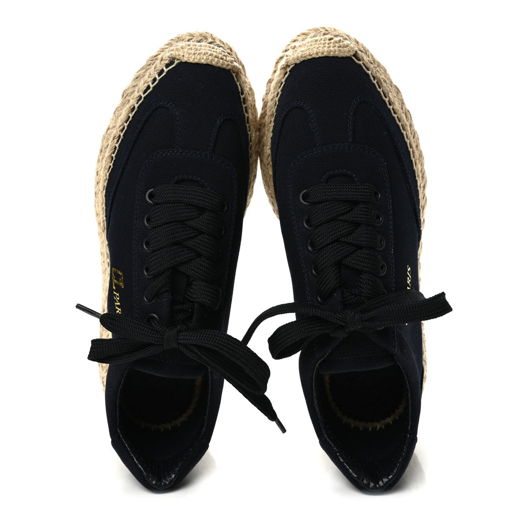 Christian Louboutin Toile Calfskin Women's Espasneak Flat Sneakers 36 Obscur