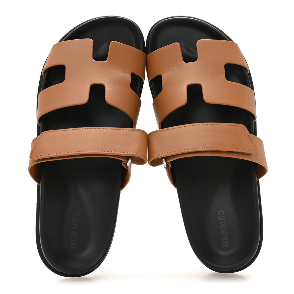 Hermes Calfskin Women's Chypre Sandals Naturel