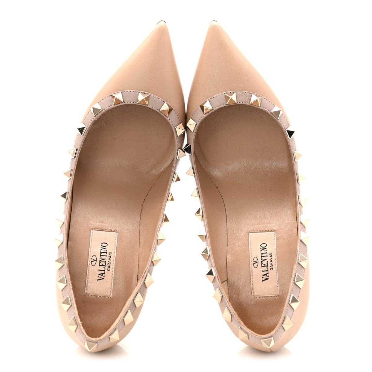 Valentino Garavani Nappa Women's Rockstud 100mm Pumps 35 Poudre