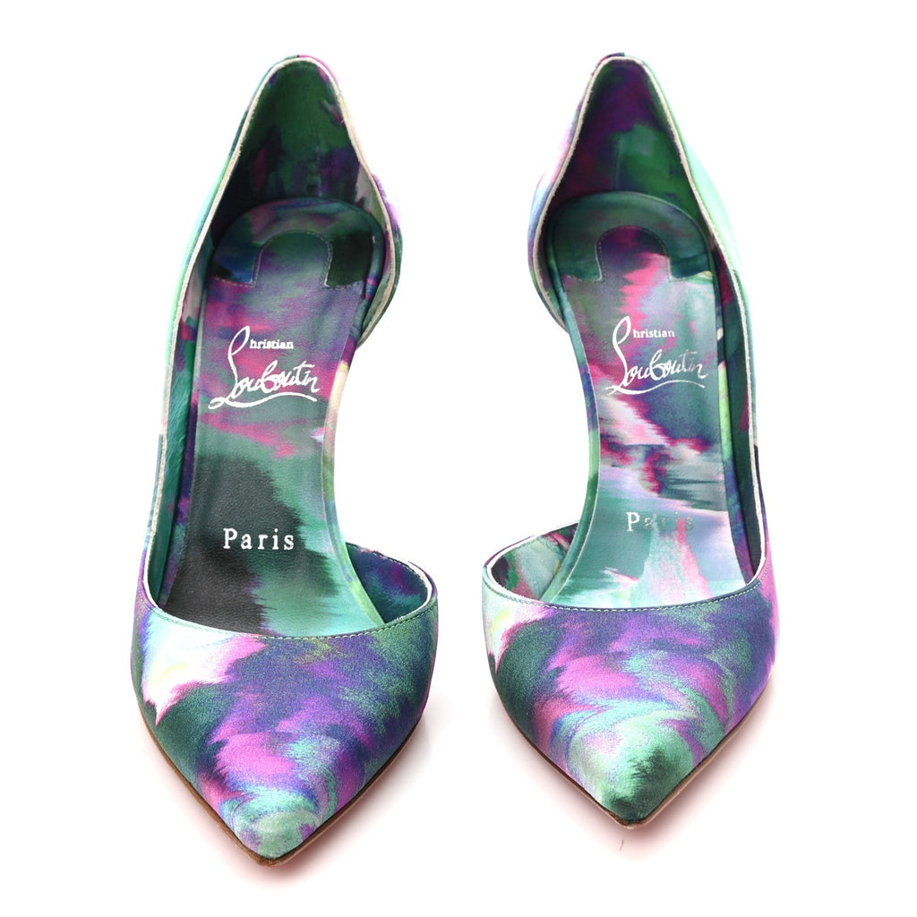 Christian Louboutin Satin Women's Melancholia Iriza 100 Pumps 37.5 Multicolor