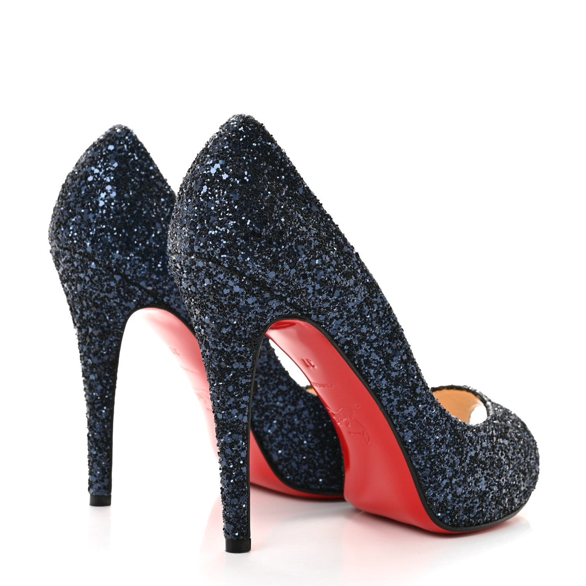 Christian Louboutin Glitter Leather Women's Very Prive 120 Pumps 37 Bleu Marine
