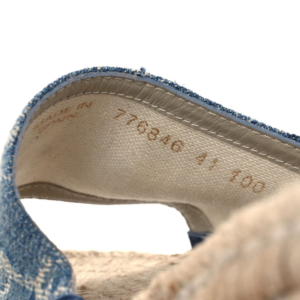 Gucci Denim Women's GG Monogram Pilar Espadrille Wedge Sandals 41 Light Blue