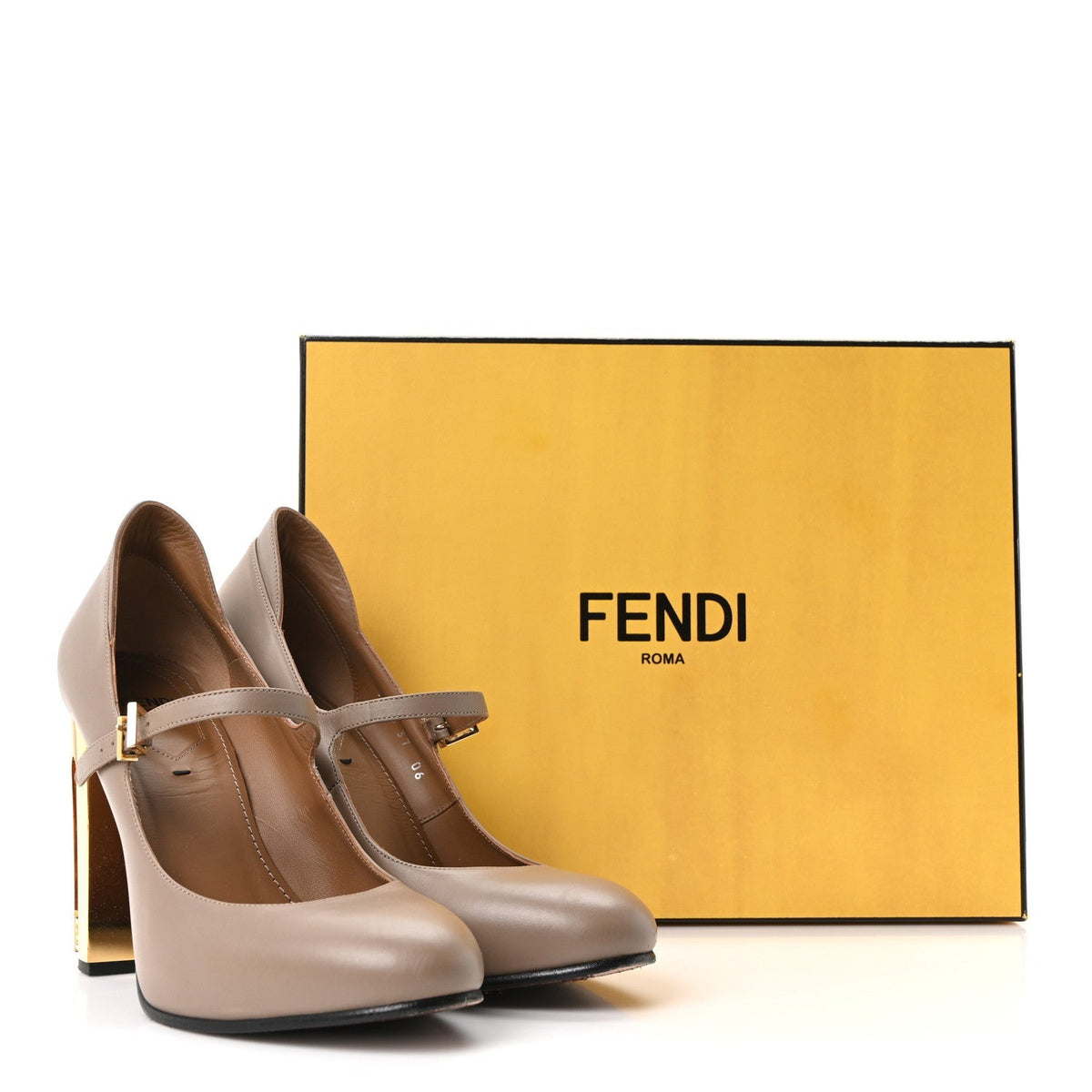 Fendi Vitello Women's Delfina High Heel Pumps 37 Tortora