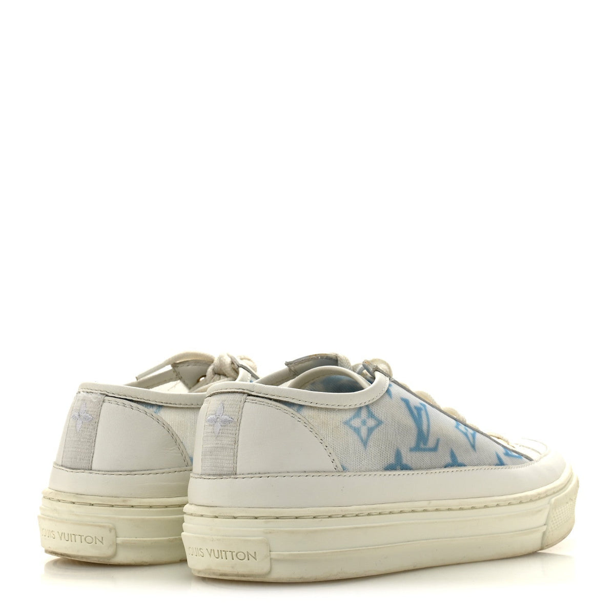 Louis Vuitton Technical Fabric Calfskin Women's Monogram Stellar Sneakers 35 Blue