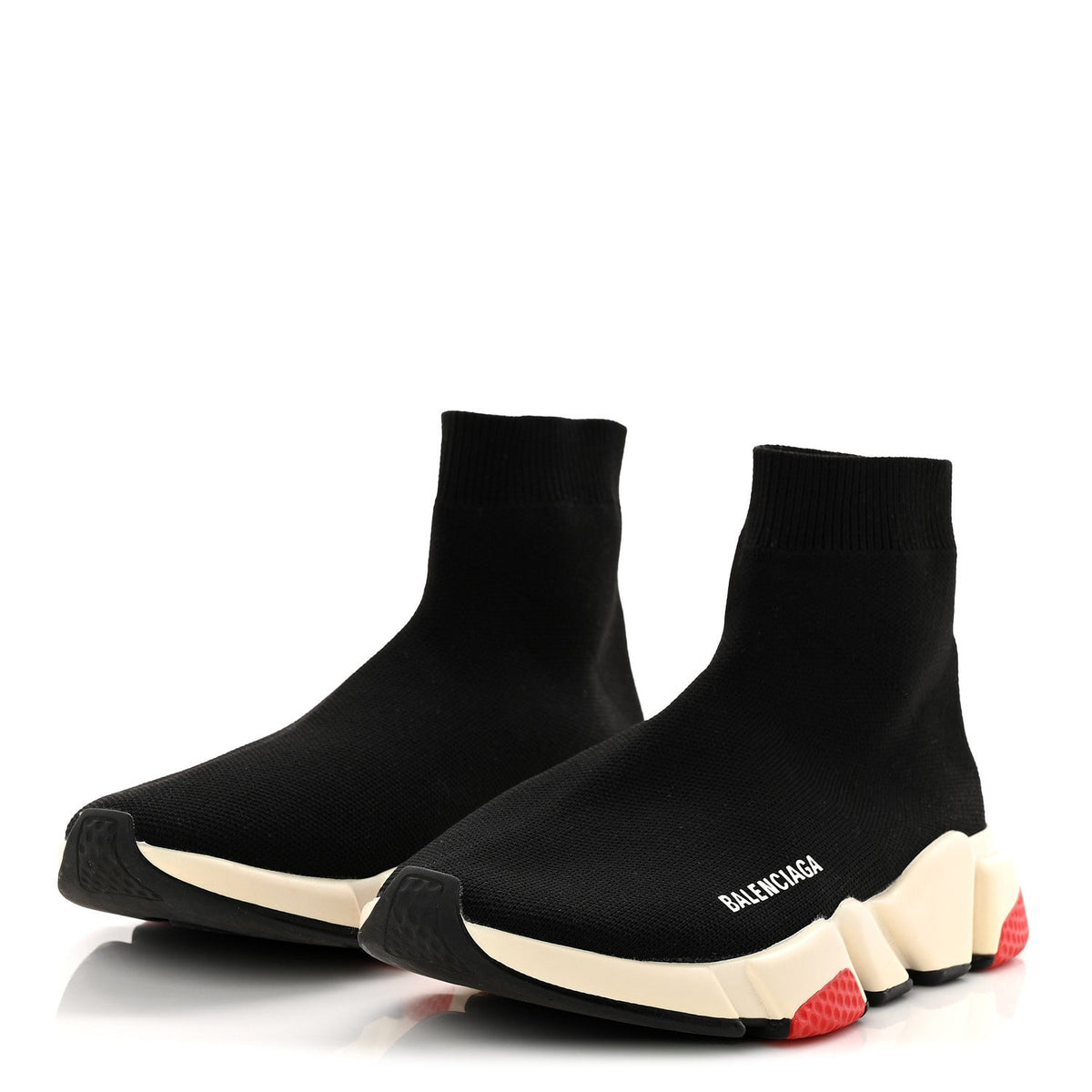 Balenciaga Neoprene Knit Women's Speed Sneakers 38 Black White Red