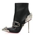 Calfskin Spiked Womenphis Pic Booty Ankle Boots Black