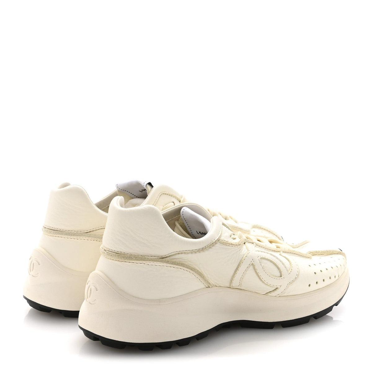 Chanel Perforated Calfskin Women's CC Sneakers 36.5 White