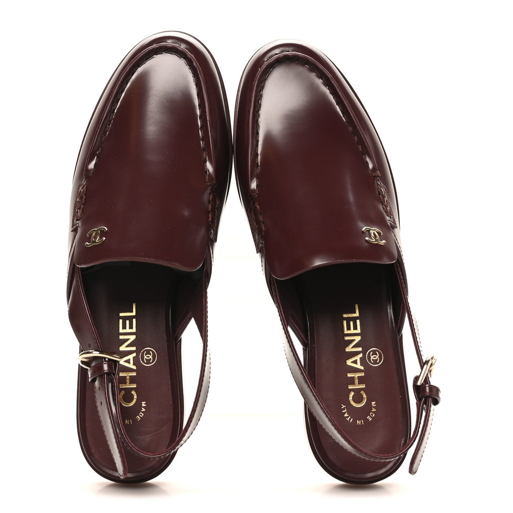 Chanel Shiny Calfskin Slingback CC Women's Loafers