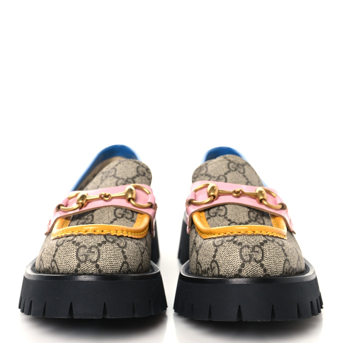 Gucci GG Supreme Women's Harald Horsebit 25mm Platform Loafers 35.5 Beige Pink
