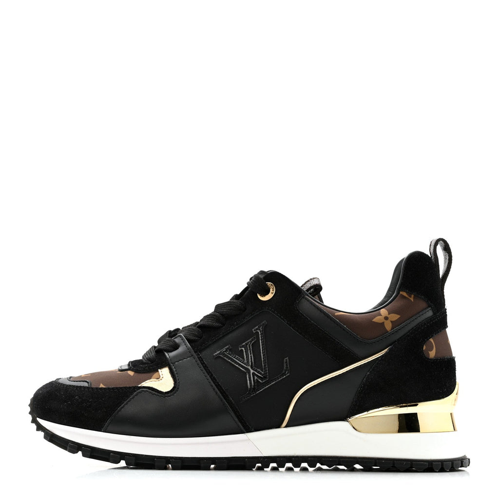 Louis Vuitton Suede Calfskin Recycled Monogram Nylon Women's Run Away Sneakers 39 Black