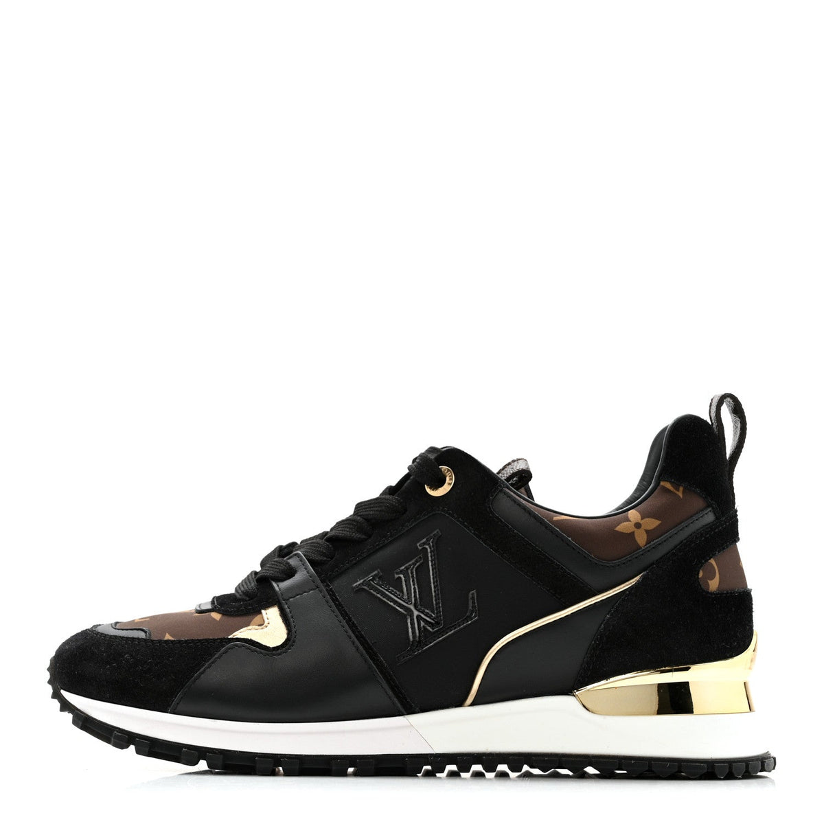 Louis Vuitton Suede Calfskin Recycled Monogram Nylon Women's Run Away Sneakers 39 Black
