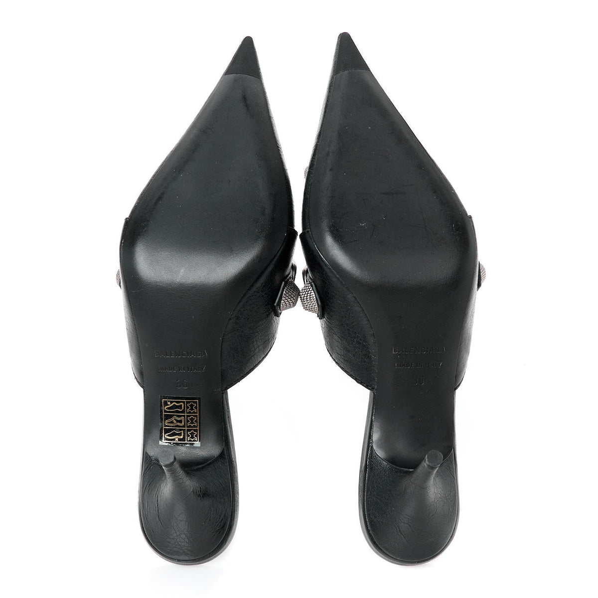 Balenciaga Lambskin Women's Arena Cagole 70mm Mules 36 Black