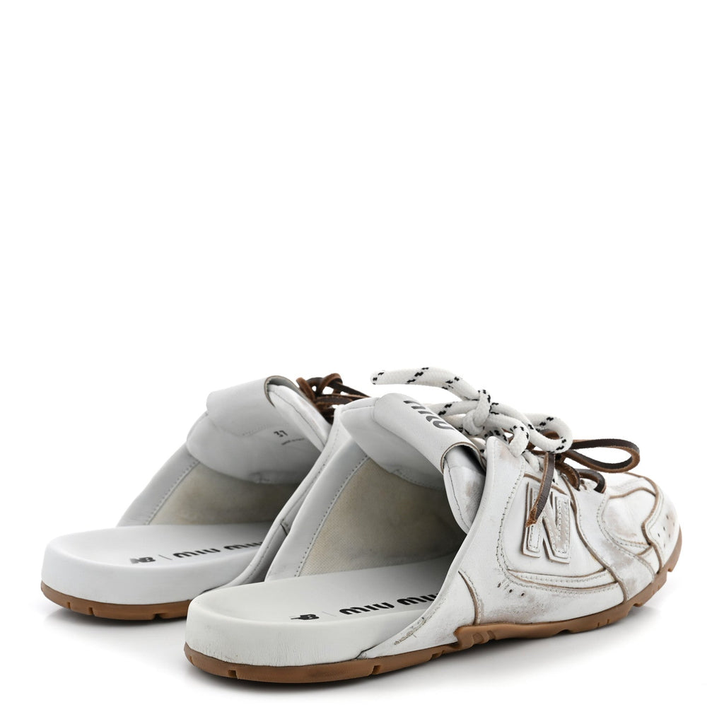 Miu Miu Calfskin Women's 530 SL Slip-On Sneaker Mules 37 White
