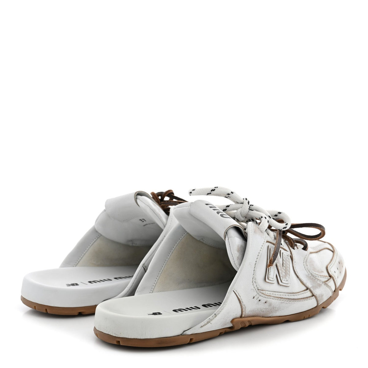 Miu Miu Calfskin Women's 530 SL Slip-On Sneaker Mules 37 White