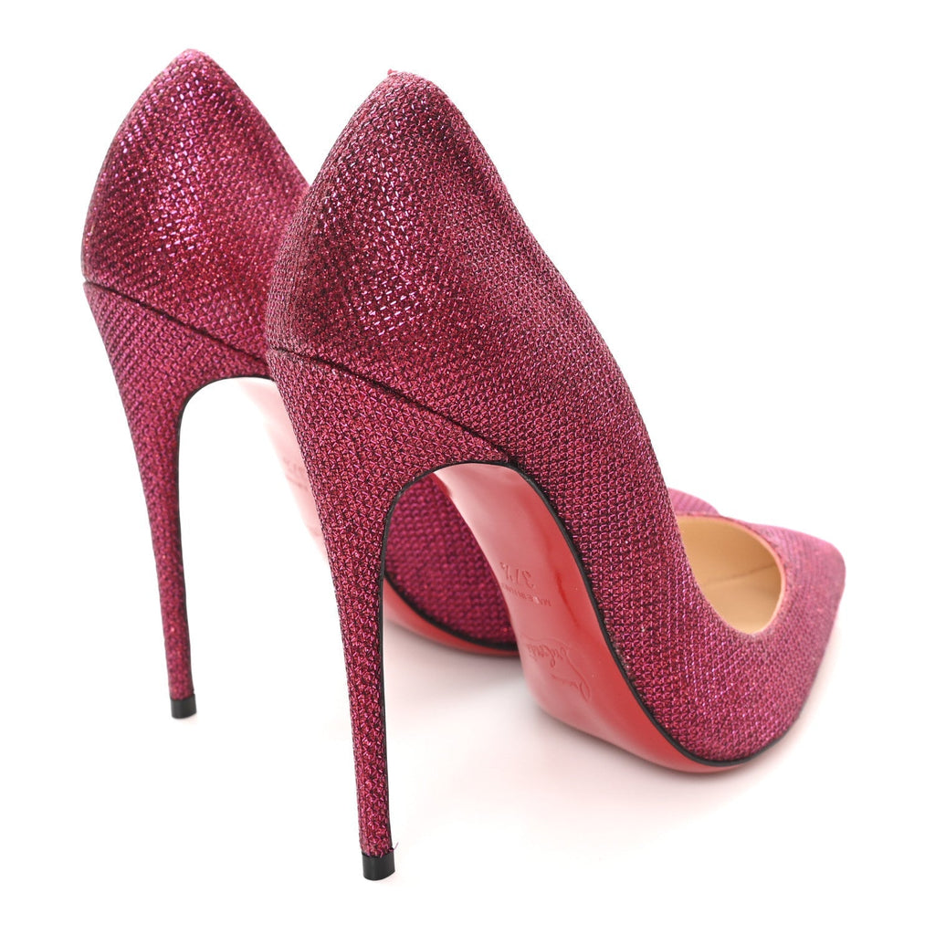 Christian Louboutin Glitter Tisse Pigalle Follies 120 Women's Pumps 37.5 Cassis