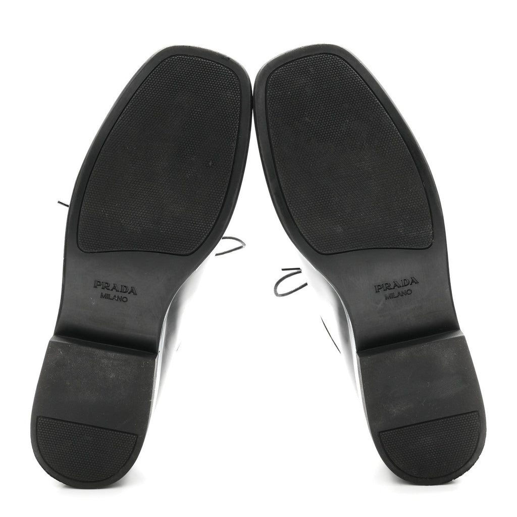 Prada Spazzolato Calfskin Women's Derby Platform Loafers 37 Black