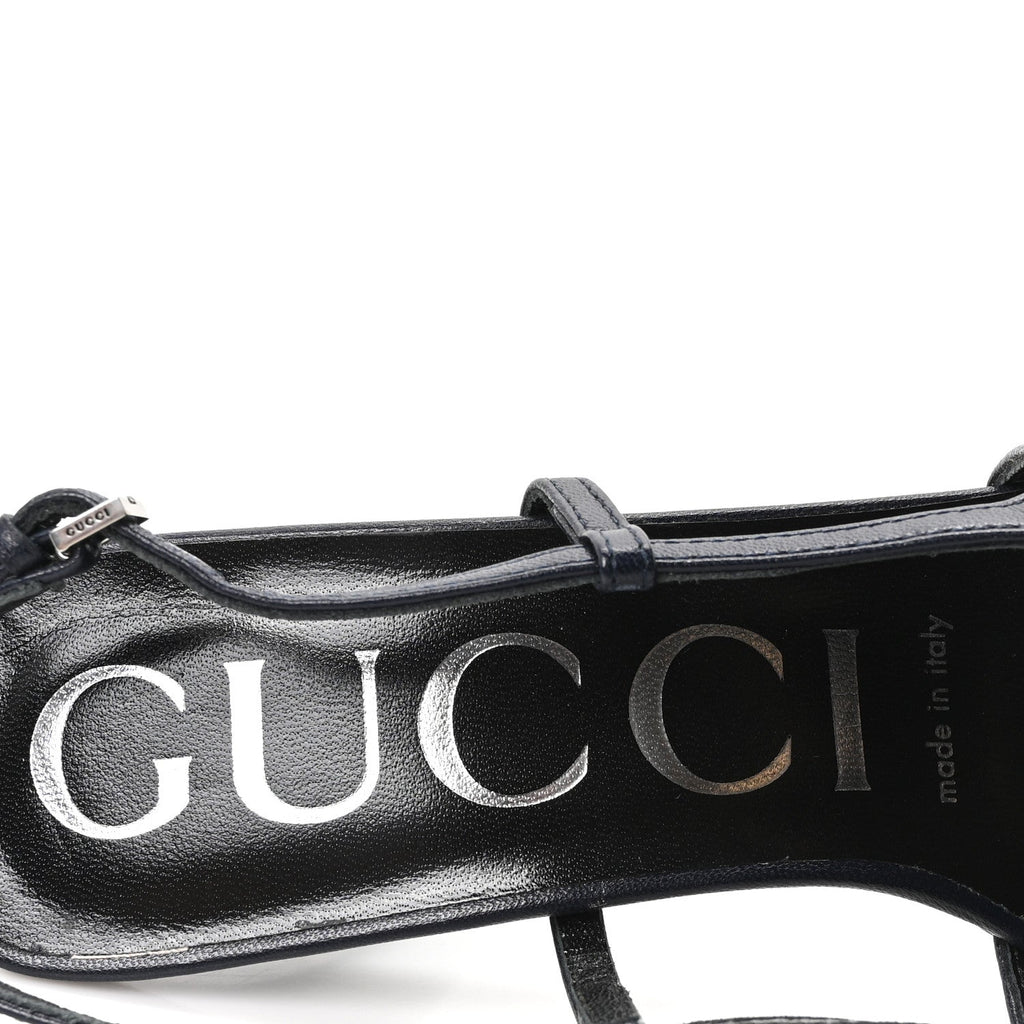 Gucci GG Monogram Malaga Kid Women's Square G Slingback Pumps 36.5 Beige Blue