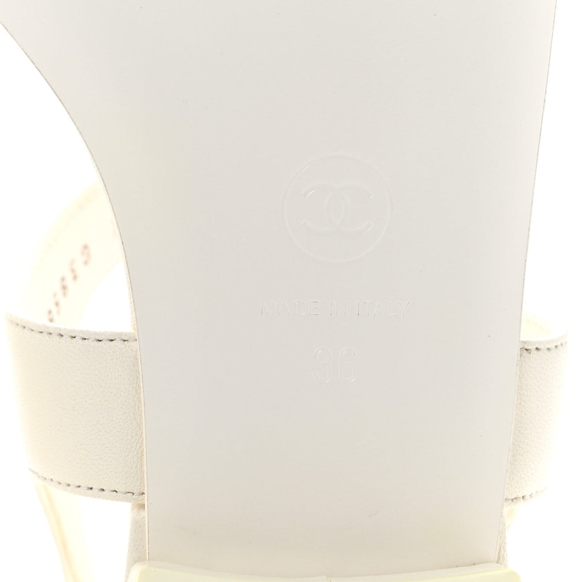 Chanel Lambskin Women's CC Leaf Thong Sandals 36 White