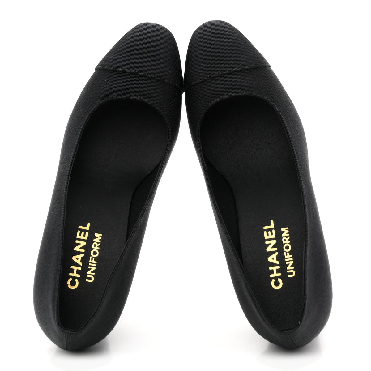 Chanel Grosgrain Women's Cap Toe CC Uniform Pumps 35 Black