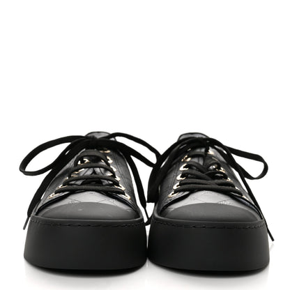 Chanel Lambskin Printed Logo Women's Sneakers 38 Black