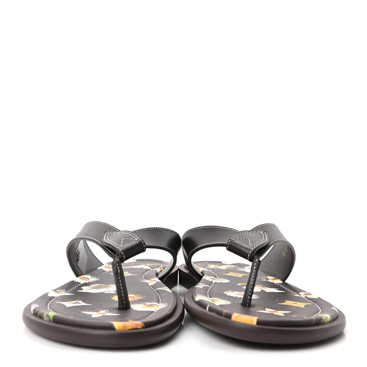 Louis Vuitton Supple Calfskin Men's LV Sunset Thong Sandals 8 Marron