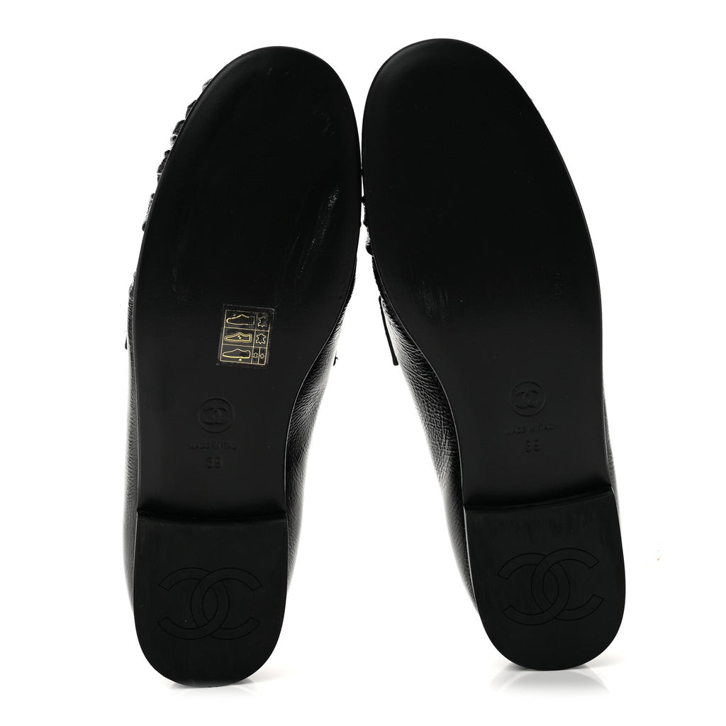Chanel Crumpled Shiny Lambskin CC Women's Loafers