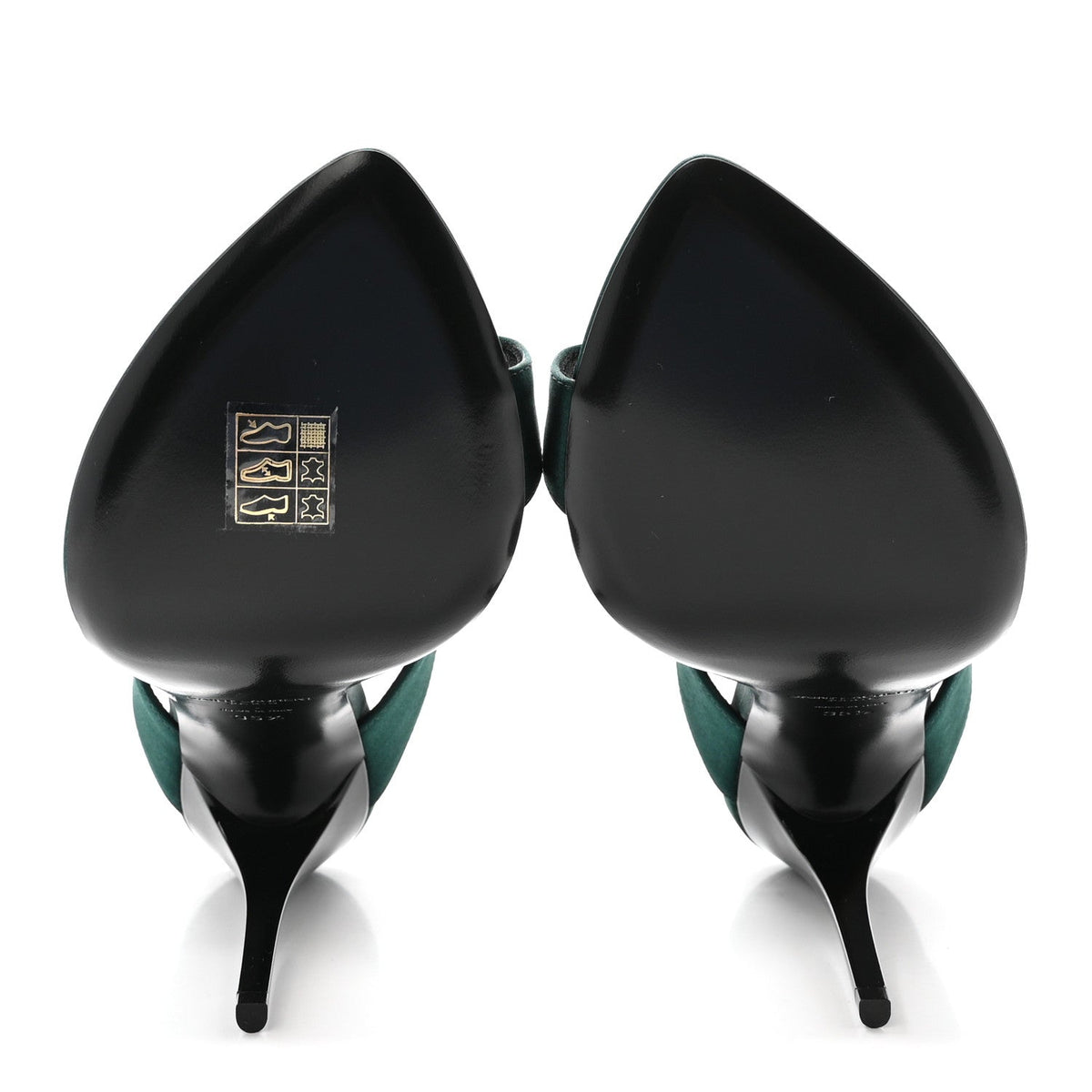 Saint Laurent Crepe Satin Women's Martha Mule 110 Sandals 35.5 Dorian Green