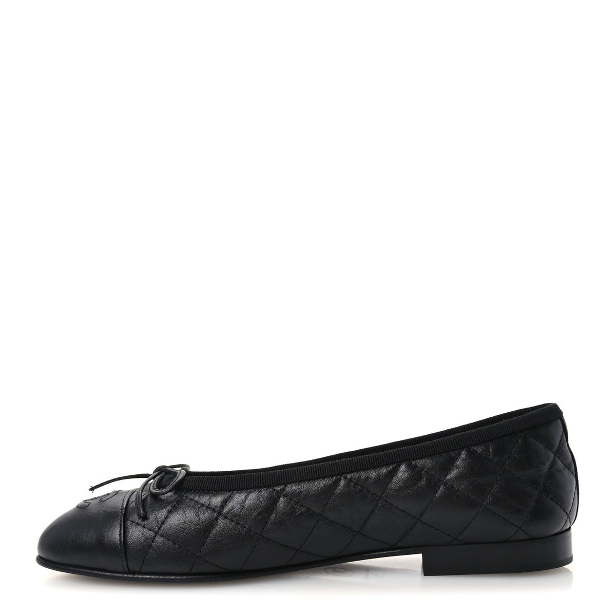 Chanel Quilted CC Cap Toe Women's Ballerina Flats Dark Brown