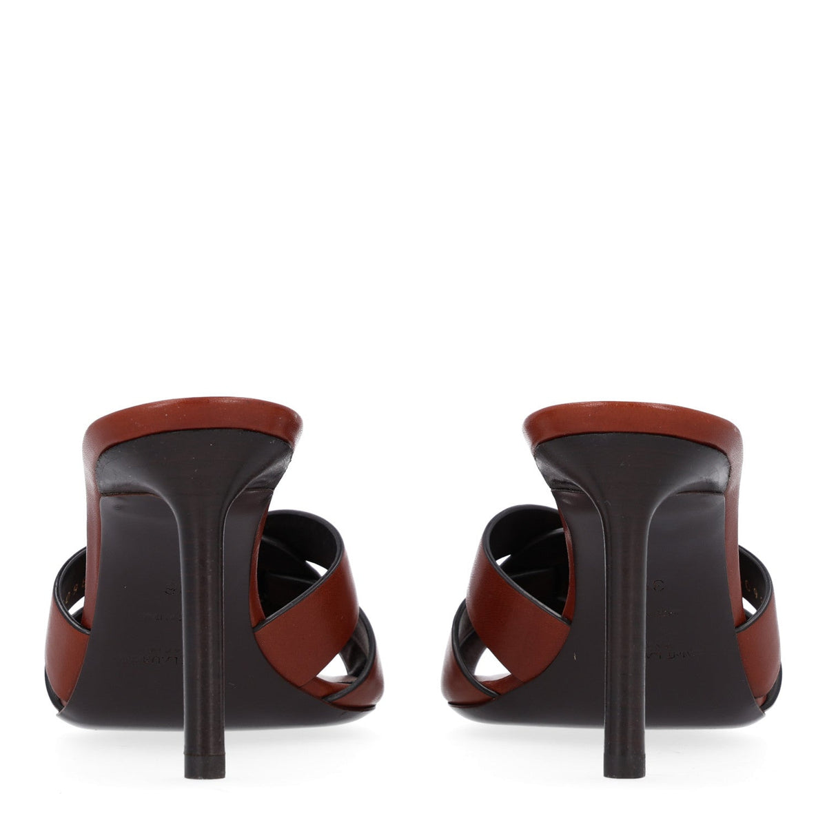 Saint Laurent Calfskin Tribute 85 Women's Slide Sandals New Papaya