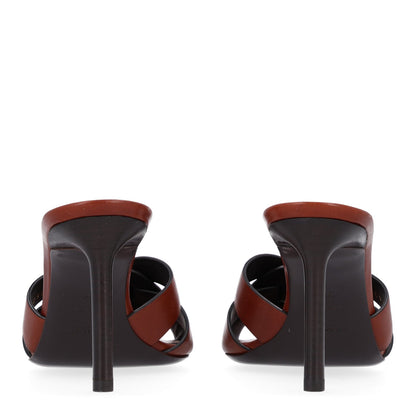 Saint Laurent Calfskin Tribute 85 Women's Slide Sandals New Papaya