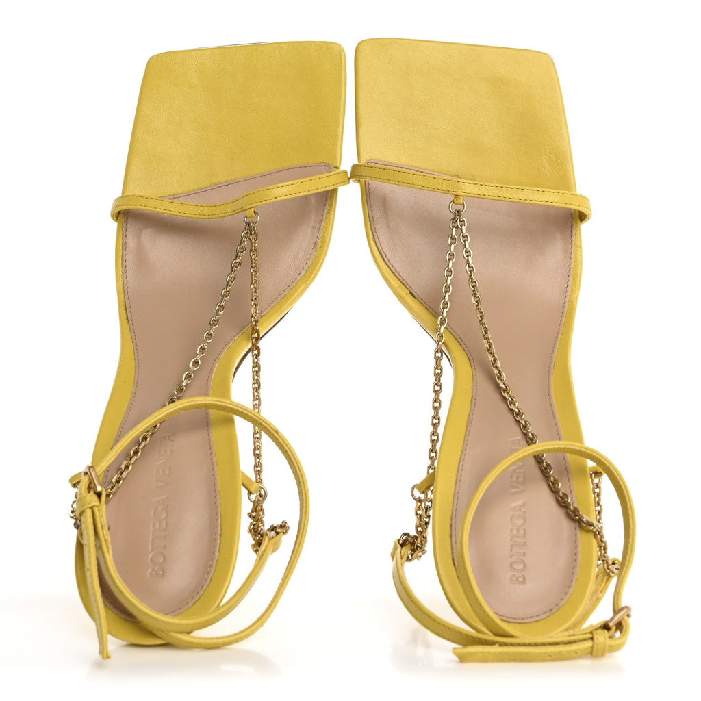 Bottega Veneta Lambskin Stretch Chain Strap 90mm Women's Sandals 41 Buttercup