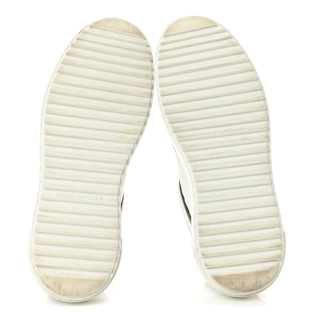 Louis Vuitton Monogram Embossed Calfskin Women's Time Out Sneakers 37 White Black