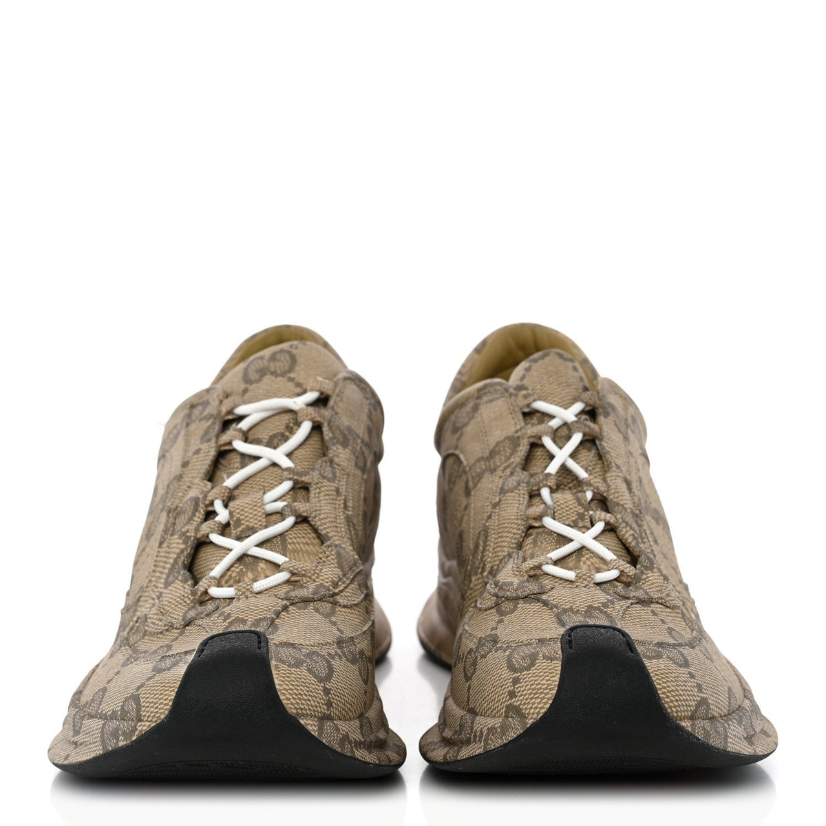 Gucci Plume Calfskin Men's Run Sneakers 11.5 Beige Ebony