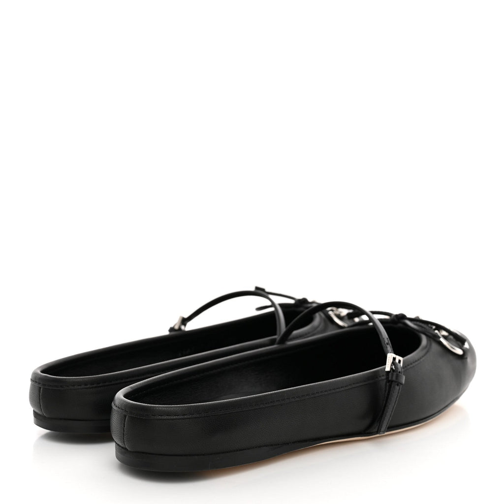 Gucci Calfskin Women's Horsebit Ballet Mules 37 Black