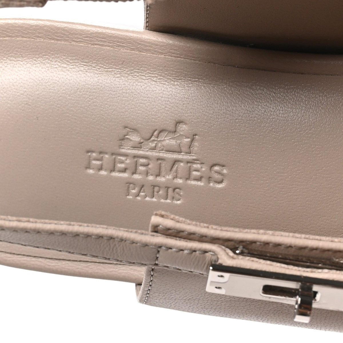 Hermes Nappa Women's Lovely Slingback Flats 38.5 Beige Galet